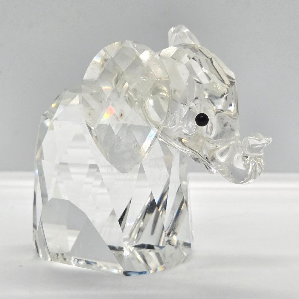 Vintage Swarovski Crystal Elephant Figurine Silver Crystal Animal With Box